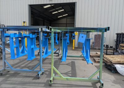 Powder coating finish applied to steel components at Balufab