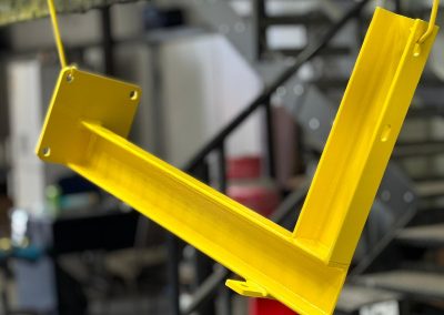 Powder coating finish applied to steel components at Balufab