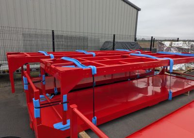 Powder coating finish applied to steel components at Balufab